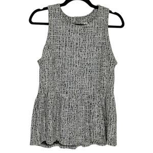 Amadi Anthropologie Evelina Peplum Sleeveless Tank White Gray Size Medium
